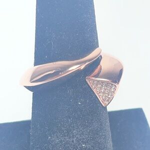 Vince Camuto Rose Gold Tone Asymmetrical Pavé Accent Ring